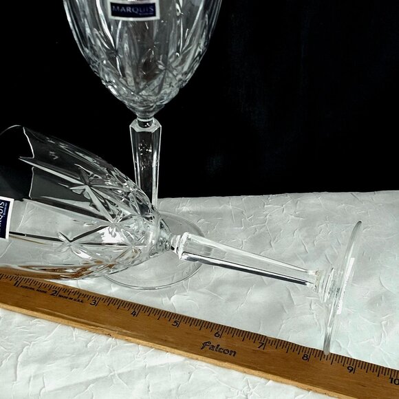 2 Waterford Sparkle Wine Glasses 8.2" Marquis fine Crystal toasting goblets vtg - Picture 7 of 8